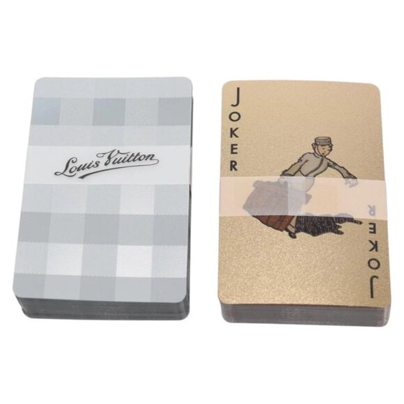 LOUIS VUITTON Damier Playing Cards set Silver Gold LV Auth 133203A - Picture 8 of 11